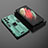 Silicone Matte Finish and Plastic Back Cover Case with Magnetic Stand A01 for Samsung Galaxy S21 Ultra 5G