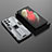 Silicone Matte Finish and Plastic Back Cover Case with Magnetic Stand A01 for Samsung Galaxy S21 Ultra 5G Gray