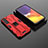 Silicone Matte Finish and Plastic Back Cover Case with Magnetic Stand A01 for Samsung Galaxy S22 Plus 5G Red