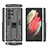 Silicone Matte Finish and Plastic Back Cover Case with Magnetic Stand A01 for Samsung Galaxy S22 Ultra 5G