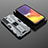 Silicone Matte Finish and Plastic Back Cover Case with Magnetic Stand A01 for Samsung Galaxy S23 Plus 5G Gray