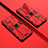 Silicone Matte Finish and Plastic Back Cover Case with Magnetic Stand A02 for Vivo iQOO 8 Pro 5G Red