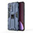 Silicone Matte Finish and Plastic Back Cover Case with Magnetic Stand A02 for Xiaomi Mi 12 5G Blue