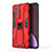 Silicone Matte Finish and Plastic Back Cover Case with Magnetic Stand A02 for Xiaomi Mi 12 Lite 5G Red