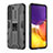 Silicone Matte Finish and Plastic Back Cover Case with Magnetic Stand A03 for Samsung Galaxy S21 5G