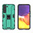 Silicone Matte Finish and Plastic Back Cover Case with Magnetic Stand A03 for Samsung Galaxy S21 5G Green