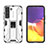 Silicone Matte Finish and Plastic Back Cover Case with Magnetic Stand A03 for Samsung Galaxy S21 FE 5G