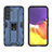 Silicone Matte Finish and Plastic Back Cover Case with Magnetic Stand A03 for Samsung Galaxy S21 Plus 5G Blue