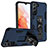 Silicone Matte Finish and Plastic Back Cover Case with Magnetic Stand A04 for Samsung Galaxy S21 FE 5G