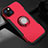 Silicone Matte Finish and Plastic Back Cover Case with Magnetic Stand A08 for Apple iPhone 13 Mini