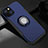 Silicone Matte Finish and Plastic Back Cover Case with Magnetic Stand A08 for Apple iPhone 13 Mini