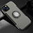Silicone Matte Finish and Plastic Back Cover Case with Magnetic Stand A08 for Apple iPhone 13 Mini Gray