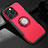 Silicone Matte Finish and Plastic Back Cover Case with Magnetic Stand A08 for Apple iPhone 13 Pro Red