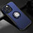 Silicone Matte Finish and Plastic Back Cover Case with Magnetic Stand A08 for Apple iPhone 14 Pro Max Blue