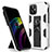 Silicone Matte Finish and Plastic Back Cover Case with Magnetic Stand for Apple iPhone 12 Mini White