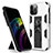 Silicone Matte Finish and Plastic Back Cover Case with Magnetic Stand for Apple iPhone 12 Pro Max White