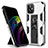 Silicone Matte Finish and Plastic Back Cover Case with Magnetic Stand for Apple iPhone 12 Silver