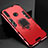 Silicone Matte Finish and Plastic Back Cover Case with Magnetic Stand for Huawei Honor 10i Red