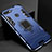 Silicone Matte Finish and Plastic Back Cover Case with Magnetic Stand for Huawei Honor 7A Blue