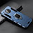 Silicone Matte Finish and Plastic Back Cover Case with Magnetic Stand for Huawei Mate 30 Pro 5G Blue