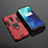 Silicone Matte Finish and Plastic Back Cover Case with Magnetic Stand for OnePlus 7T Pro 5G