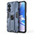 Silicone Matte Finish and Plastic Back Cover Case with Magnetic Stand for Oppo A1 Pro 5G