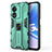 Silicone Matte Finish and Plastic Back Cover Case with Magnetic Stand for Oppo A1 Pro 5G