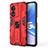 Silicone Matte Finish and Plastic Back Cover Case with Magnetic Stand for Oppo A1 Pro 5G