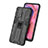 Silicone Matte Finish and Plastic Back Cover Case with Magnetic Stand for Oppo A74 4G