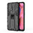 Silicone Matte Finish and Plastic Back Cover Case with Magnetic Stand for Oppo A74 4G