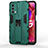 Silicone Matte Finish and Plastic Back Cover Case with Magnetic Stand for Oppo A74 5G Green