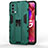 Silicone Matte Finish and Plastic Back Cover Case with Magnetic Stand for Oppo A93 5G Green