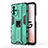 Silicone Matte Finish and Plastic Back Cover Case with Magnetic Stand for Oppo A93s 5G