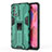 Silicone Matte Finish and Plastic Back Cover Case with Magnetic Stand for Oppo A95 4G