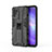 Silicone Matte Finish and Plastic Back Cover Case with Magnetic Stand for Oppo F19 Pro+ Plus 5G Black