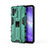 Silicone Matte Finish and Plastic Back Cover Case with Magnetic Stand for Oppo F19 Pro+ Plus 5G Green