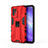 Silicone Matte Finish and Plastic Back Cover Case with Magnetic Stand for Oppo F19 Pro+ Plus 5G Red