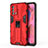 Silicone Matte Finish and Plastic Back Cover Case with Magnetic Stand for Oppo F19 Red