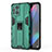 Silicone Matte Finish and Plastic Back Cover Case with Magnetic Stand for Oppo Find X3 5G Green