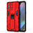 Silicone Matte Finish and Plastic Back Cover Case with Magnetic Stand for Oppo Find X3 5G Red