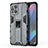 Silicone Matte Finish and Plastic Back Cover Case with Magnetic Stand for Oppo Find X3 Pro 5G