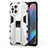 Silicone Matte Finish and Plastic Back Cover Case with Magnetic Stand for Oppo Find X3 Pro 5G White