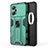 Silicone Matte Finish and Plastic Back Cover Case with Magnetic Stand for Oppo K10 Pro 5G Green