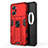 Silicone Matte Finish and Plastic Back Cover Case with Magnetic Stand for Oppo K10 Pro 5G Red