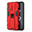 Silicone Matte Finish and Plastic Back Cover Case with Magnetic Stand for Oppo K9 5G Red