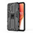 Silicone Matte Finish and Plastic Back Cover Case with Magnetic Stand for Oppo K9 Pro 5G Black
