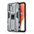 Silicone Matte Finish and Plastic Back Cover Case with Magnetic Stand for Oppo K9 Pro 5G Gray