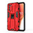 Silicone Matte Finish and Plastic Back Cover Case with Magnetic Stand for Oppo K9 Pro 5G Red