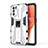 Silicone Matte Finish and Plastic Back Cover Case with Magnetic Stand for Oppo K9 Pro 5G White