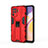 Silicone Matte Finish and Plastic Back Cover Case with Magnetic Stand for Oppo Reno5 Lite Red